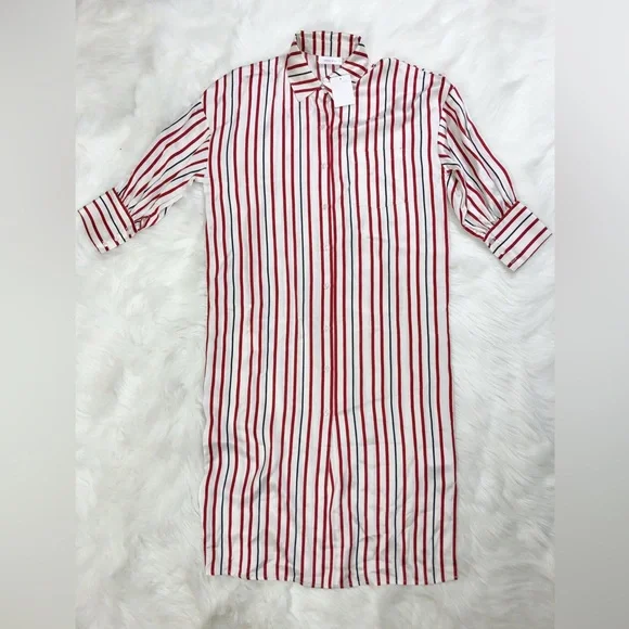 NWT Anine Bing Milly Silk Red Striped Dress - Picture 10 of 10